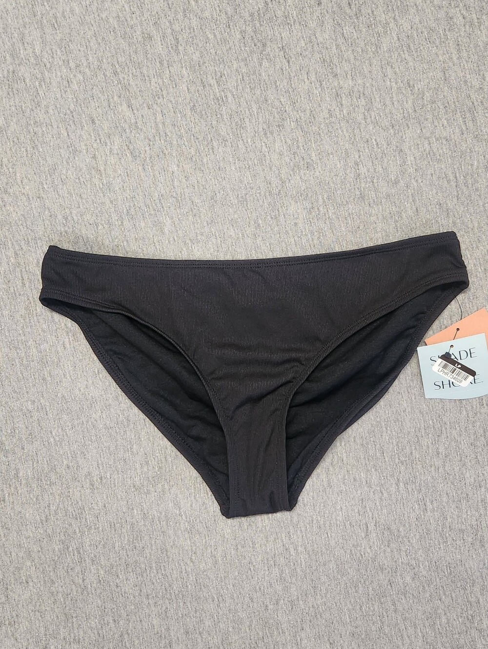 Shade & Shore Women’s Ribbed Medium‑Coverage Hipster Bikini Bottom – Black (M)